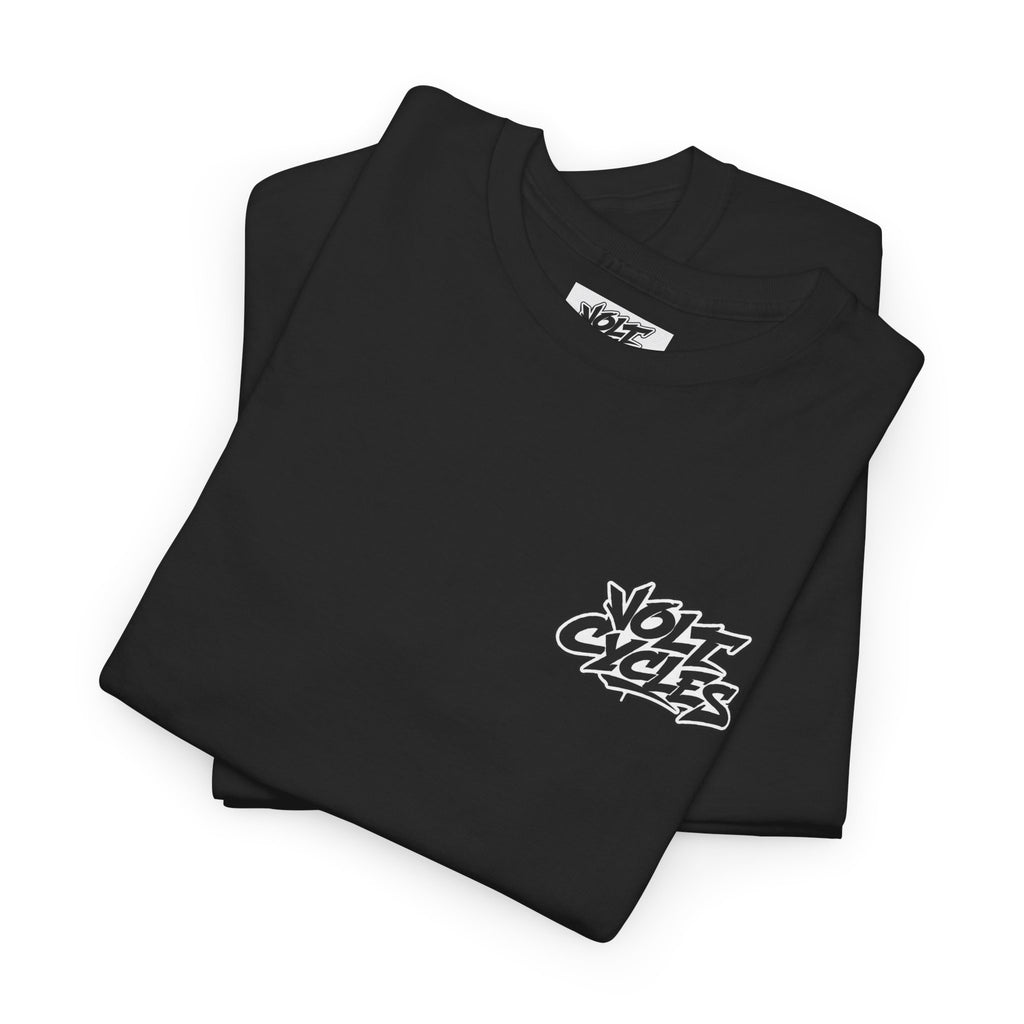 VoltCycles special edition material "Full face helmets save lives" Heavy Weight T-shirt (Black)