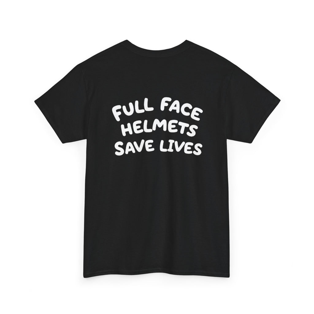 VoltCycles special edition material "Full face helmets save lives" Heavy Weight T-shirt (Black)